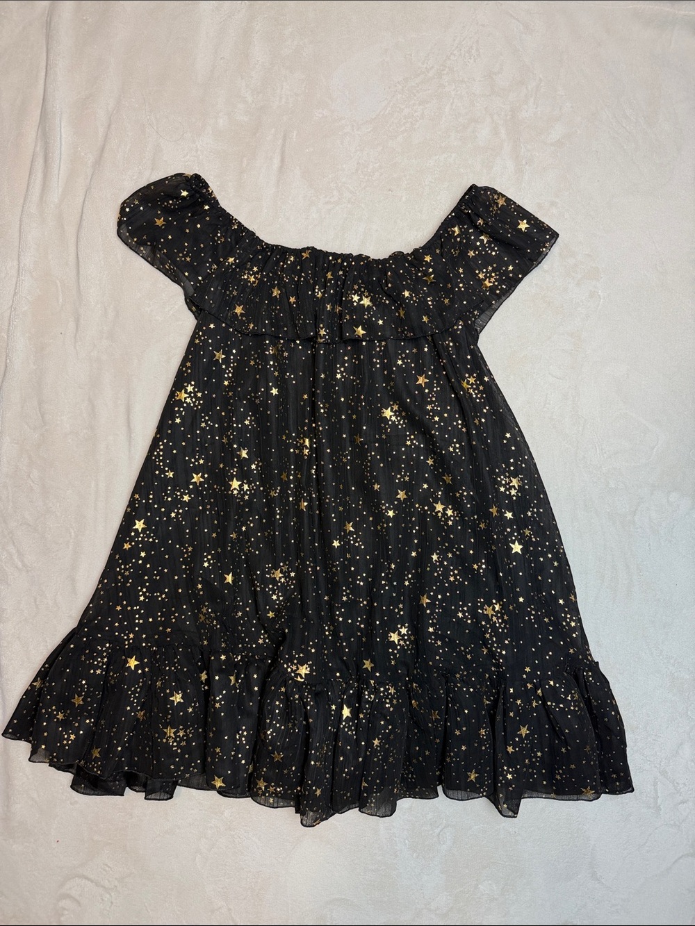 Nasty Gal Black Off Shoulder Metallic Star Bardot Swing Mini Dress